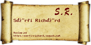 Sárfi Richárd névjegykártya